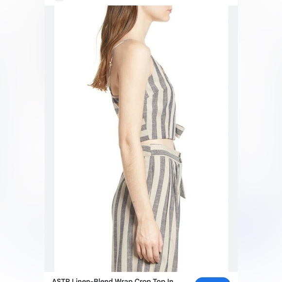ASTR The Label Navy & Tan Stripe Linen-Blend Crop Top & Culottes Set - Size XL - Picture 1 of 11